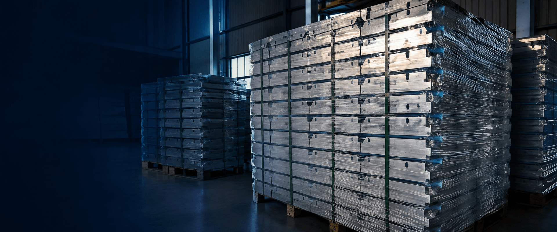 Packaged finished goods staged on pallets for outbound shipment, illustrative of SHANLIN logistics